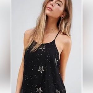 Free people sparkly tank top, cute open back